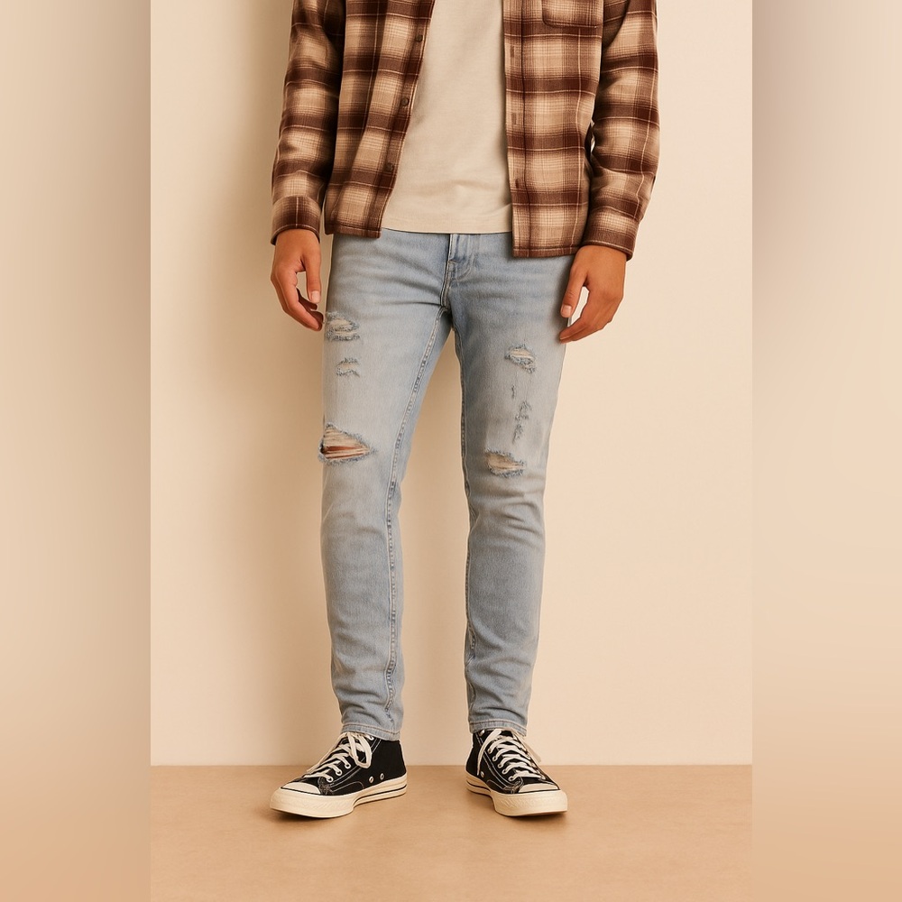 PacSun Light Wash Destroyed Skinny Jeans | Men’s Size 30x32